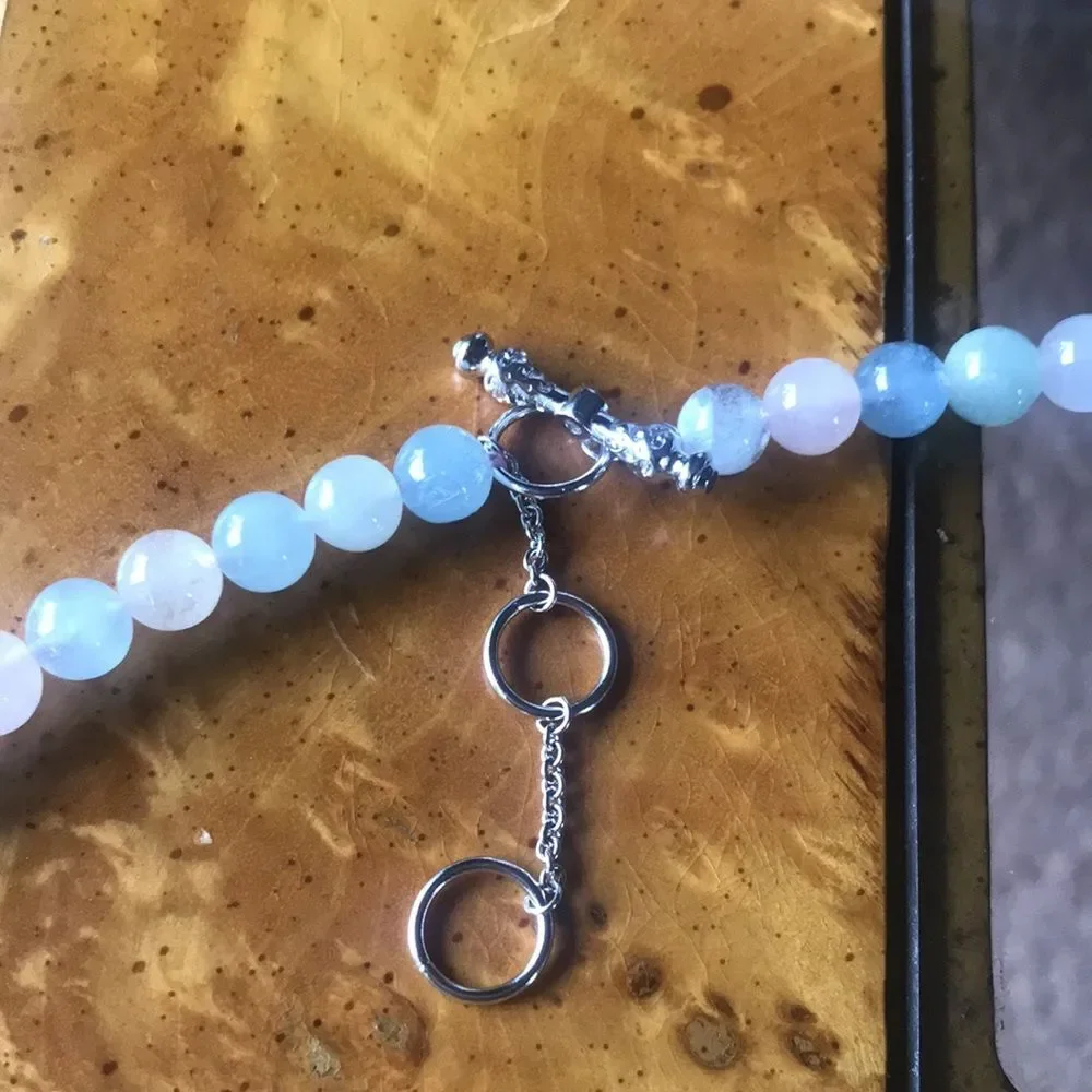 Natural Beryl Sterling Silver Beaded Necklace